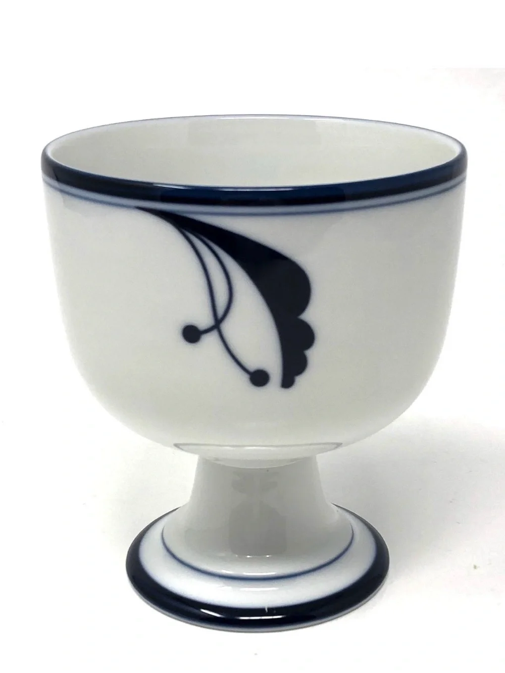 Vintage Dansk Flora Bayberry Blue Pedestal Dessert Bowl Japan